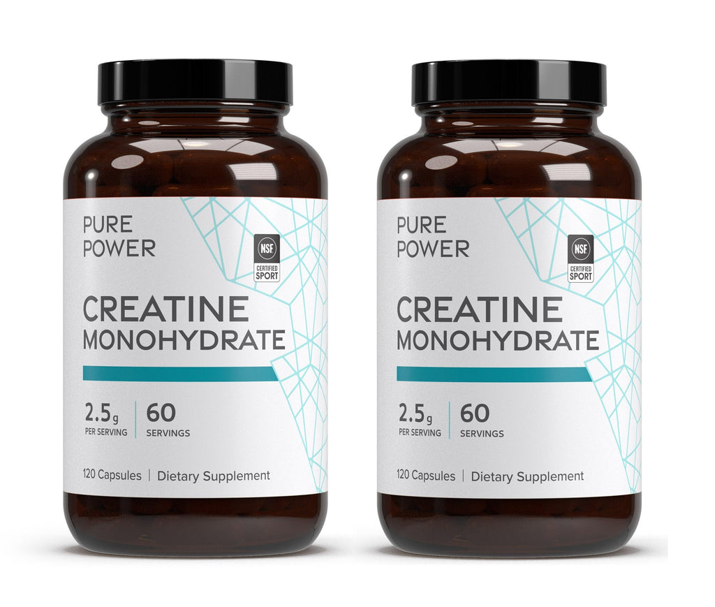 Dr. Mercola Pure Power Creatine Monohydrate 60 Servings, 120 Capsules, 2 Pack, 2.5 g per Serving, Non-GMO, NSF Certified for Sport