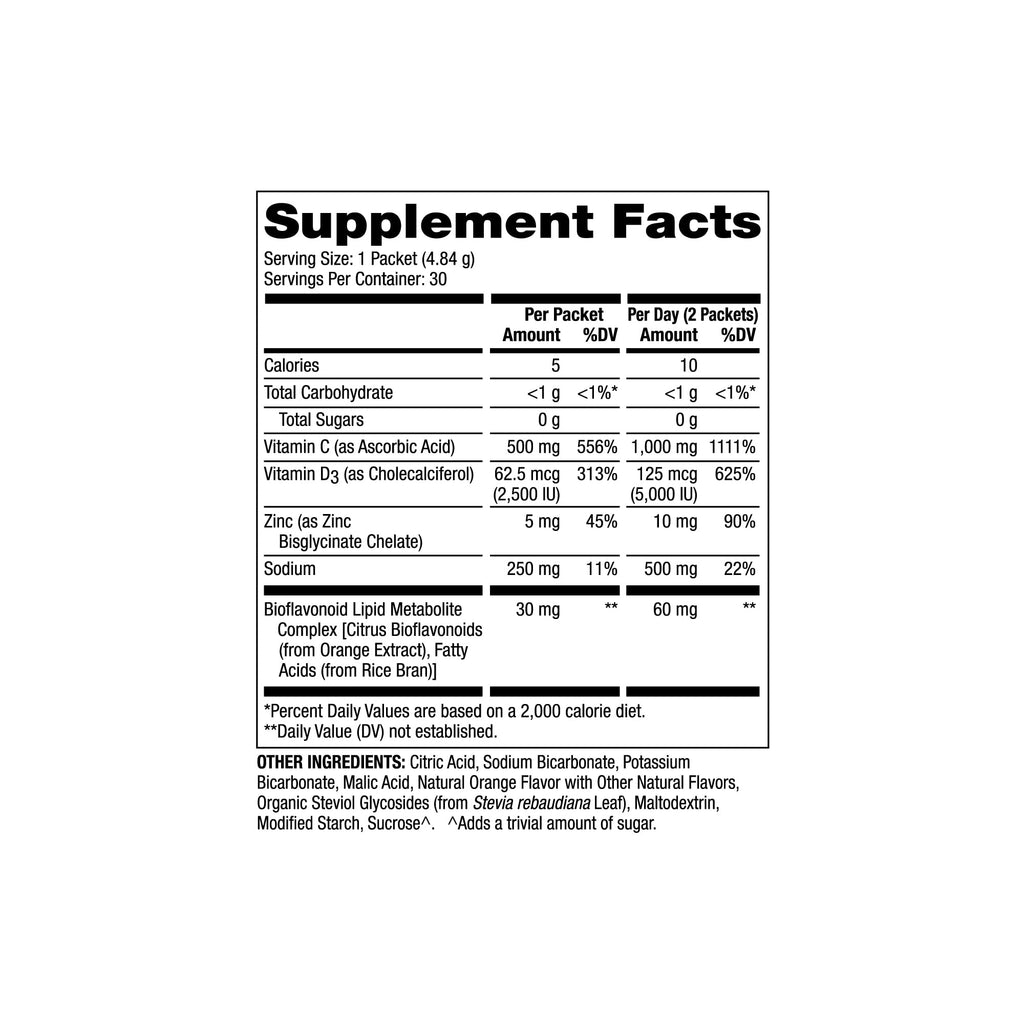 Dr. Mercola Vitamin C-PAK – 30 Servings Fizzy Orange Drink Mix (500 mg Vitamin C, Zinc, Vitamin D3) – Non-GMO