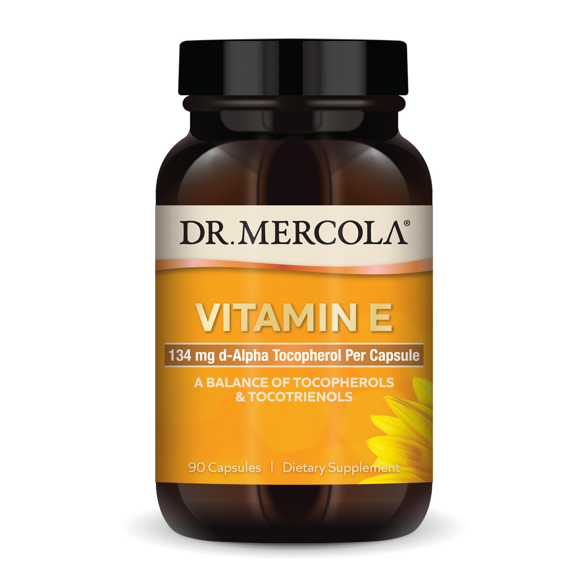Dr. Mercola Vitamin E - Complete Tocopherol & Tocotrienol Blend for Skin & Antioxidant Support | 90 Capsules