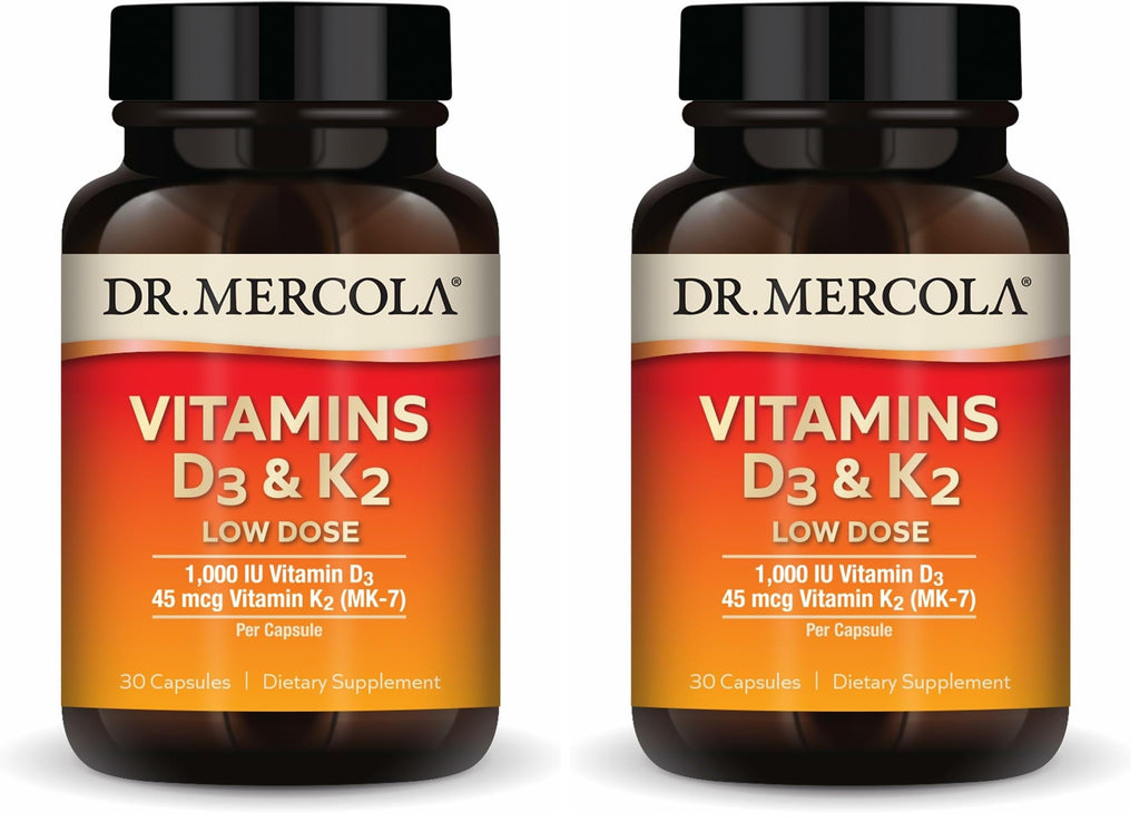 Dr. Mercola Vitamins D3 & K2 Low Dose - 2-Pack | Immune & Bone Support
