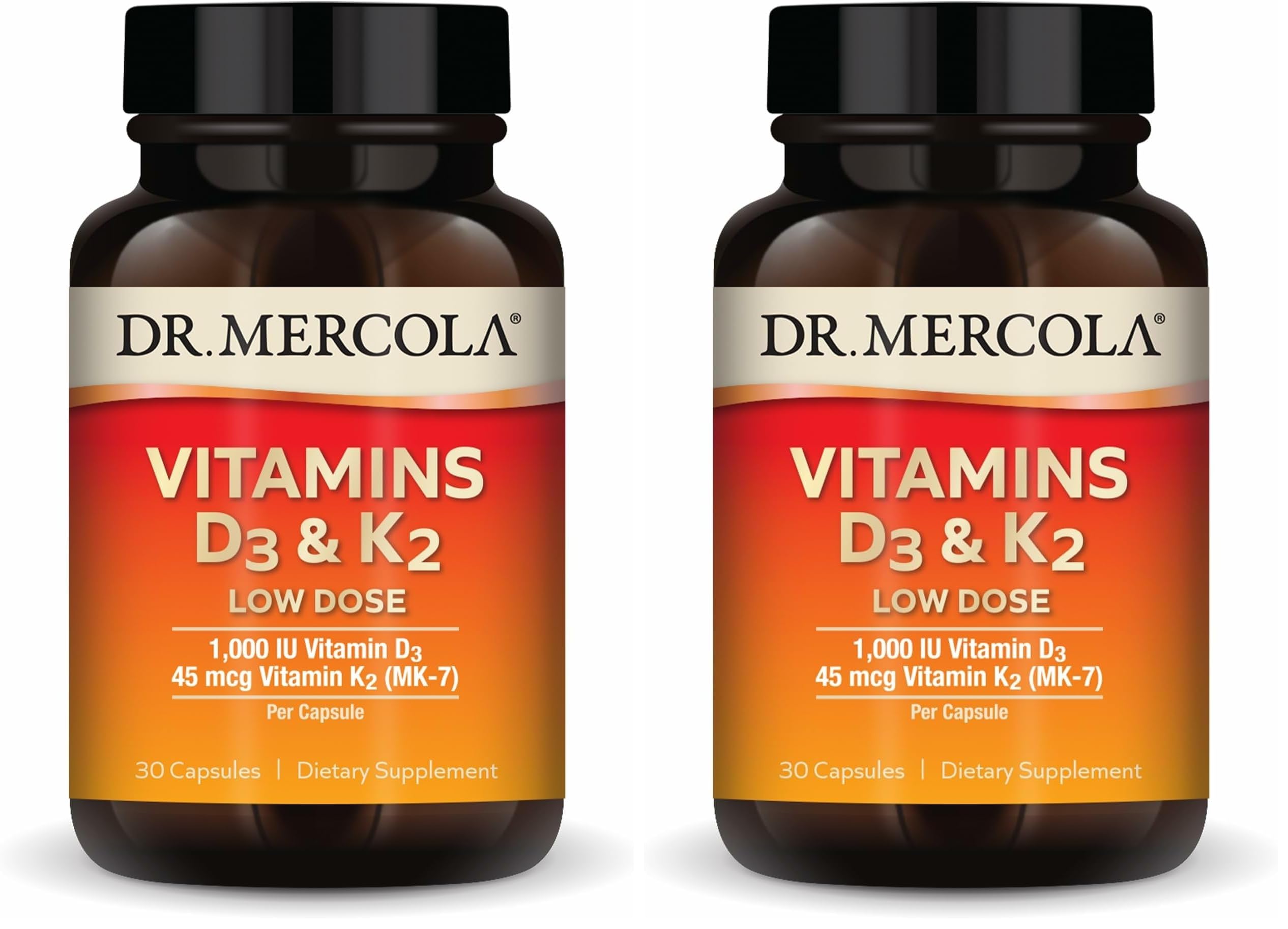 Dr. Mercola Vitamins D3 & K2 Low Dose - 2-Pack | Immune & Bone Support