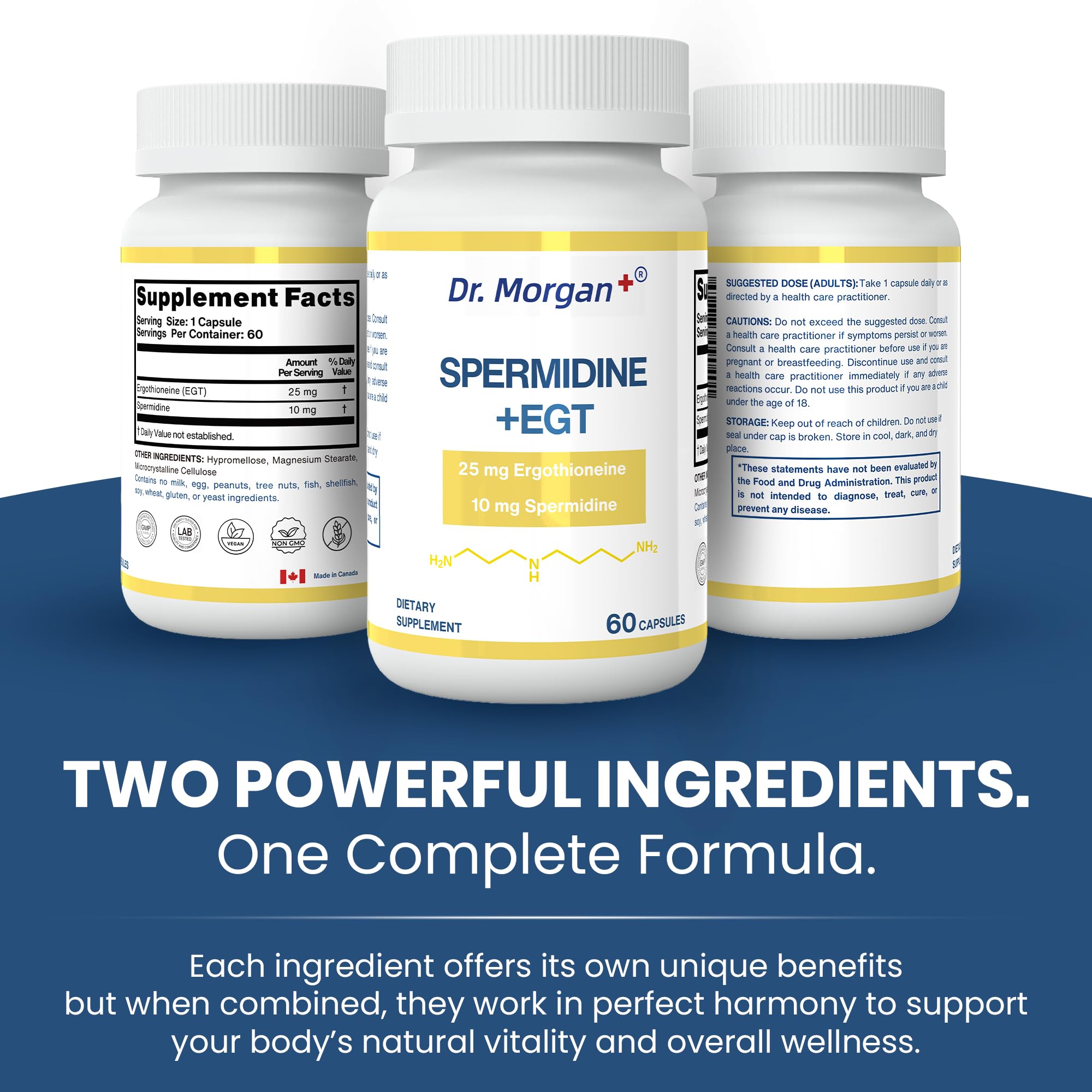 Dr. Morgan Spermidine & Ergothioneine – 99% Purity, Third-Party Tested