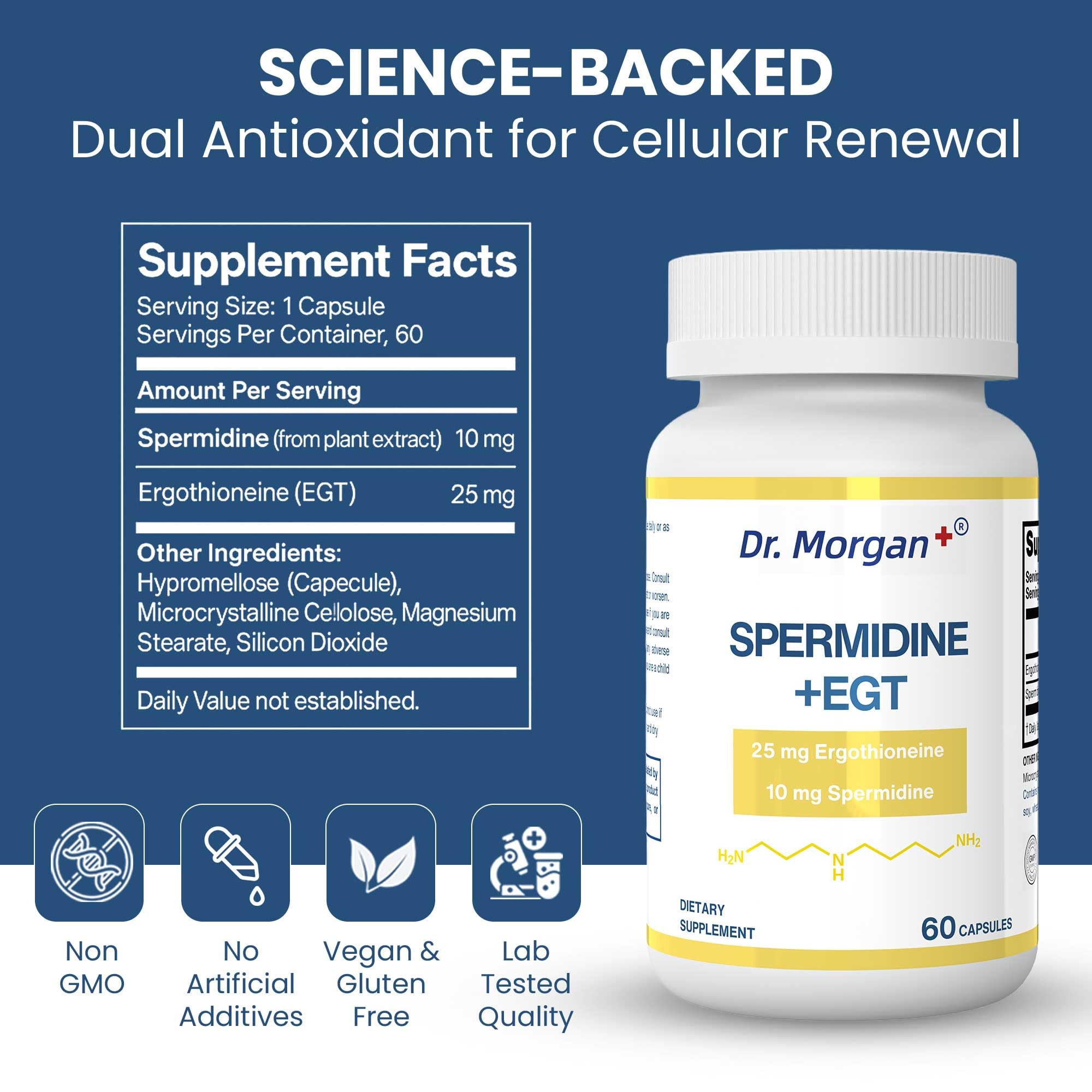 Dr. Morgan Spermidine & Ergothioneine – 99% Purity, Third-Party Tested