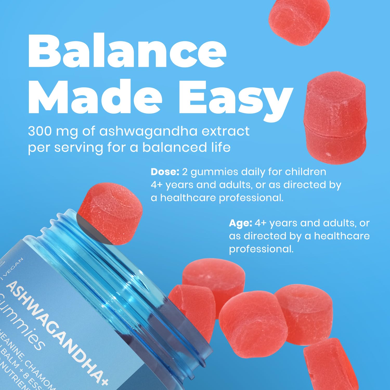 DR. MORITZ Ashwagandha Gummies – Calm, Immune Support, L-Theanine | Sugar Free & Non-GMO (60 Count)