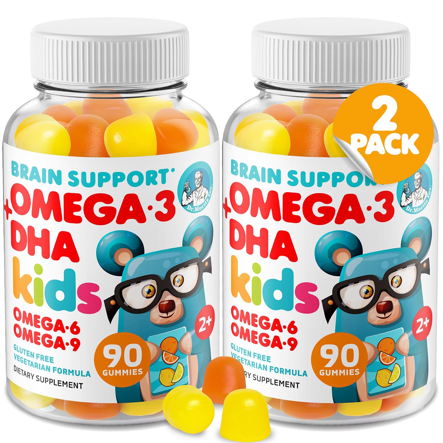 DR. MORITZ Omega 3 Kids Gummies (180 Count) – Vegan, No Fish Oil, Gluten-Free
