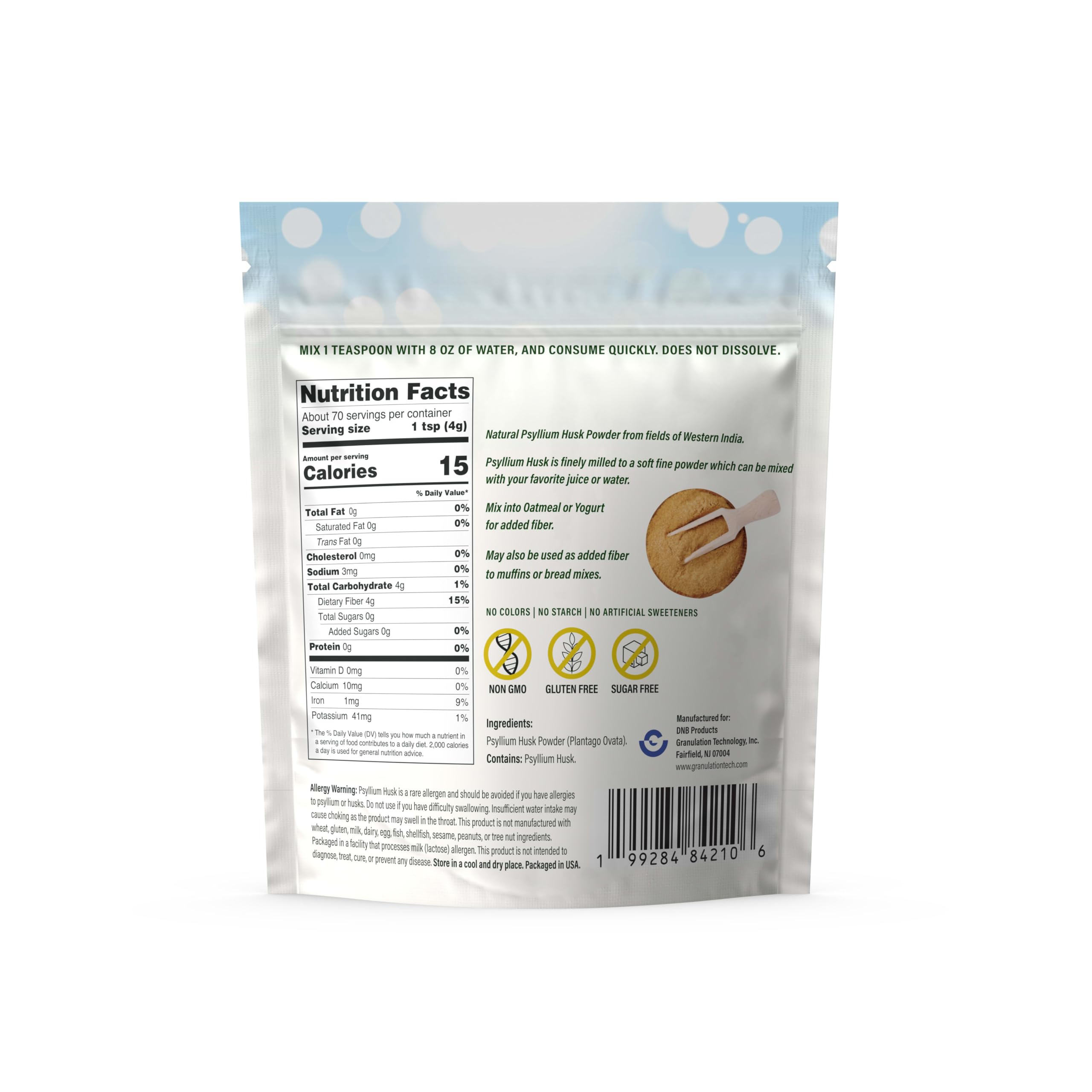 Dr. Nigalaye's Best Finely Milled Organic Psyllium Husk Powder – 12.5 oz | Natural Fiber, Gluten Free, Non-GMO, Sugar Free
