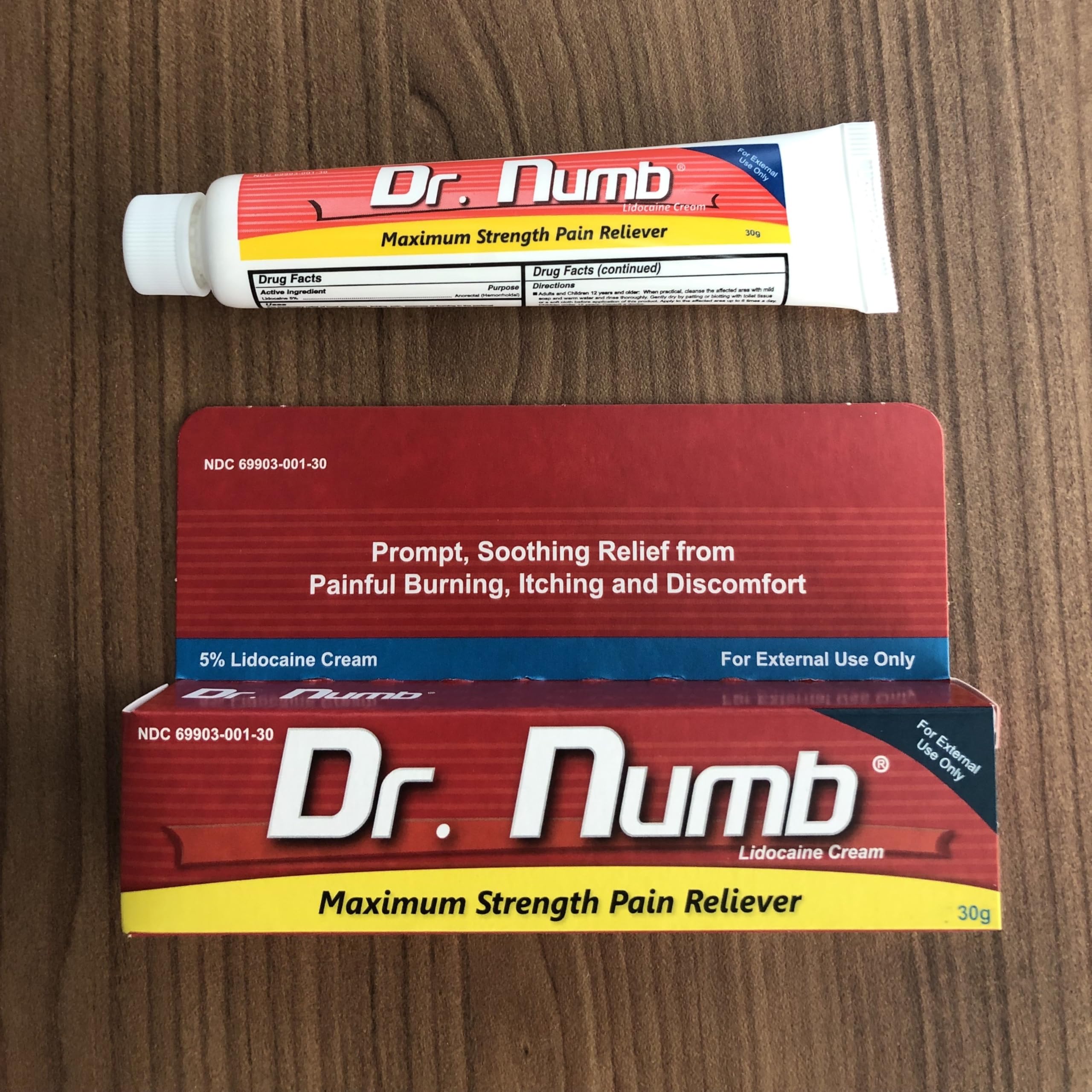 Dr. Numb 5% Lidocaine Cream – Maximum Strength Topical Anesthetic for Hemorrhoid & Anorectal Care (30g x5)