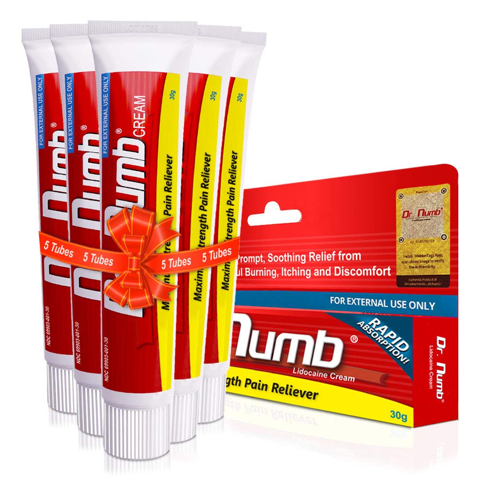 Dr. Numb 5% Lidocaine Cream – Maximum Strength Topical Anesthetic for Hemorrhoid & Anorectal Care (30g x5)