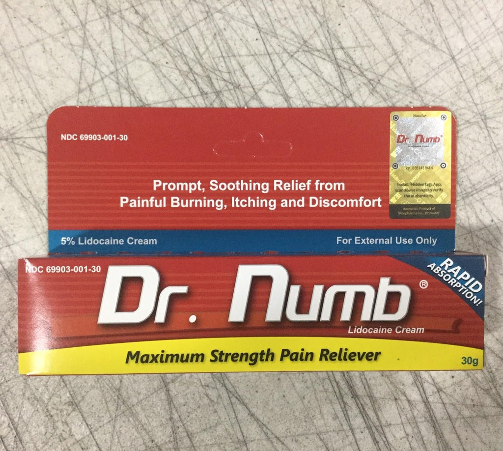 Dr. Numb 5% Lidocaine Cream – Maximum Strength Topical Anesthetic for Hemorrhoid & Anorectal Care (30g x5)