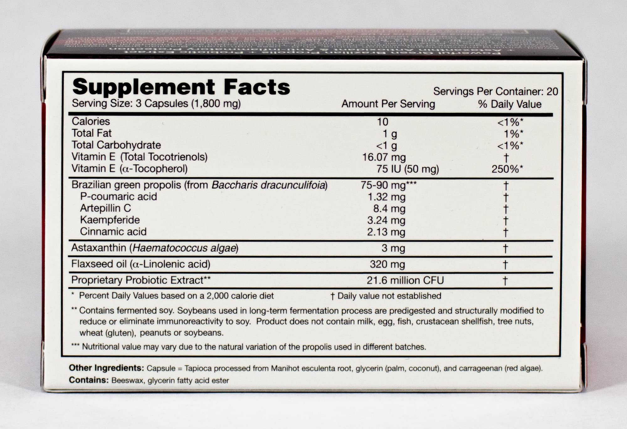 Dr. Ohhira's Propolis Plus 60 Capsules with Brazilian Green Propolis, Probiotic Extract and Astaxanthin