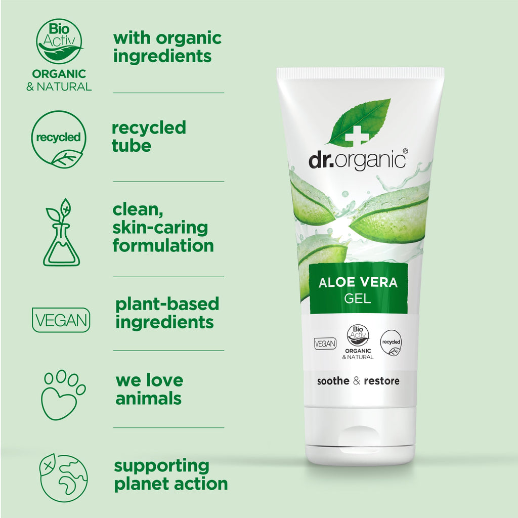 Dr Organic Aloe Vera Gel 200ml - Pure Aloe Vera Skin Care