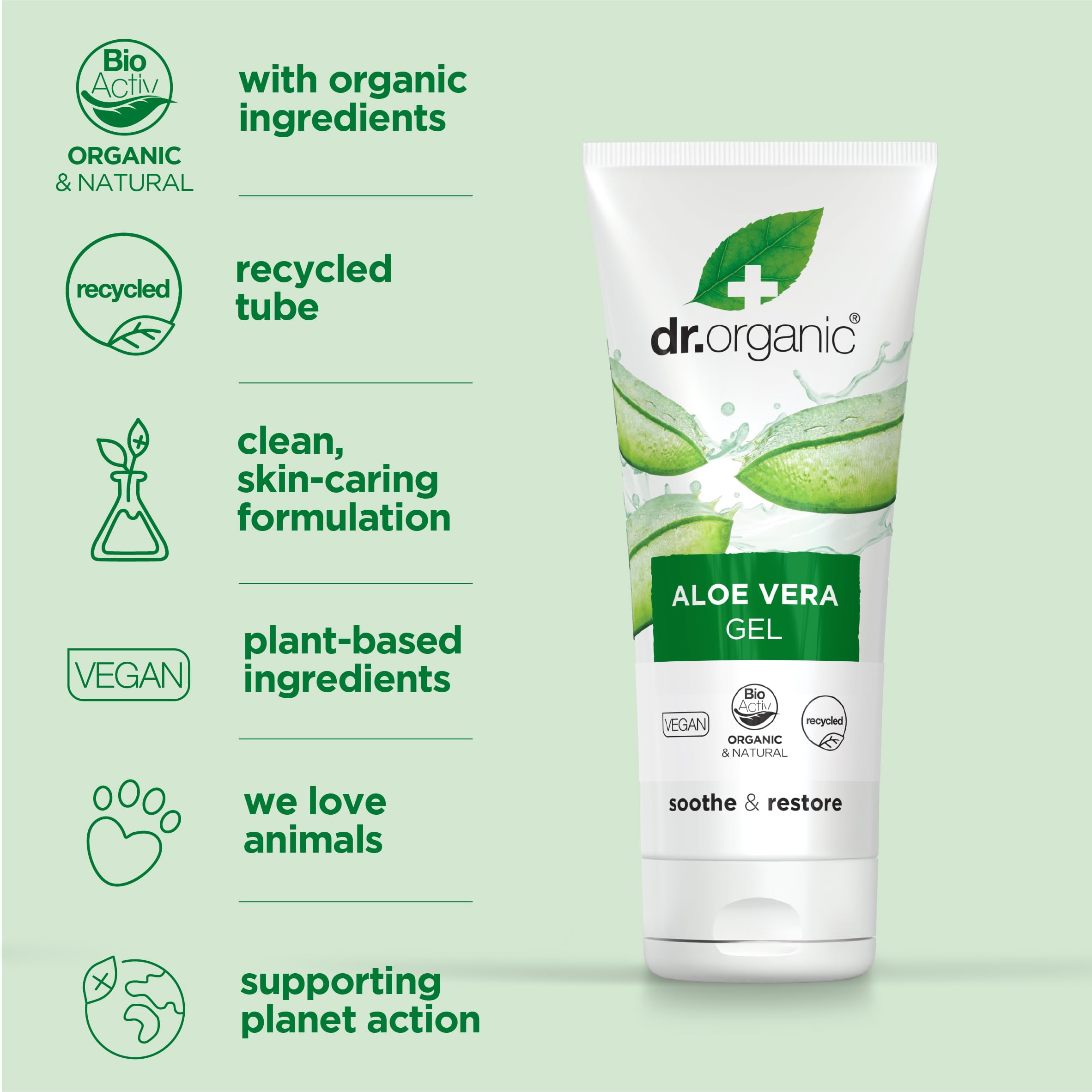 Dr Organic Aloe Vera Gel 200ml - Pure Aloe Vera Skin Care
