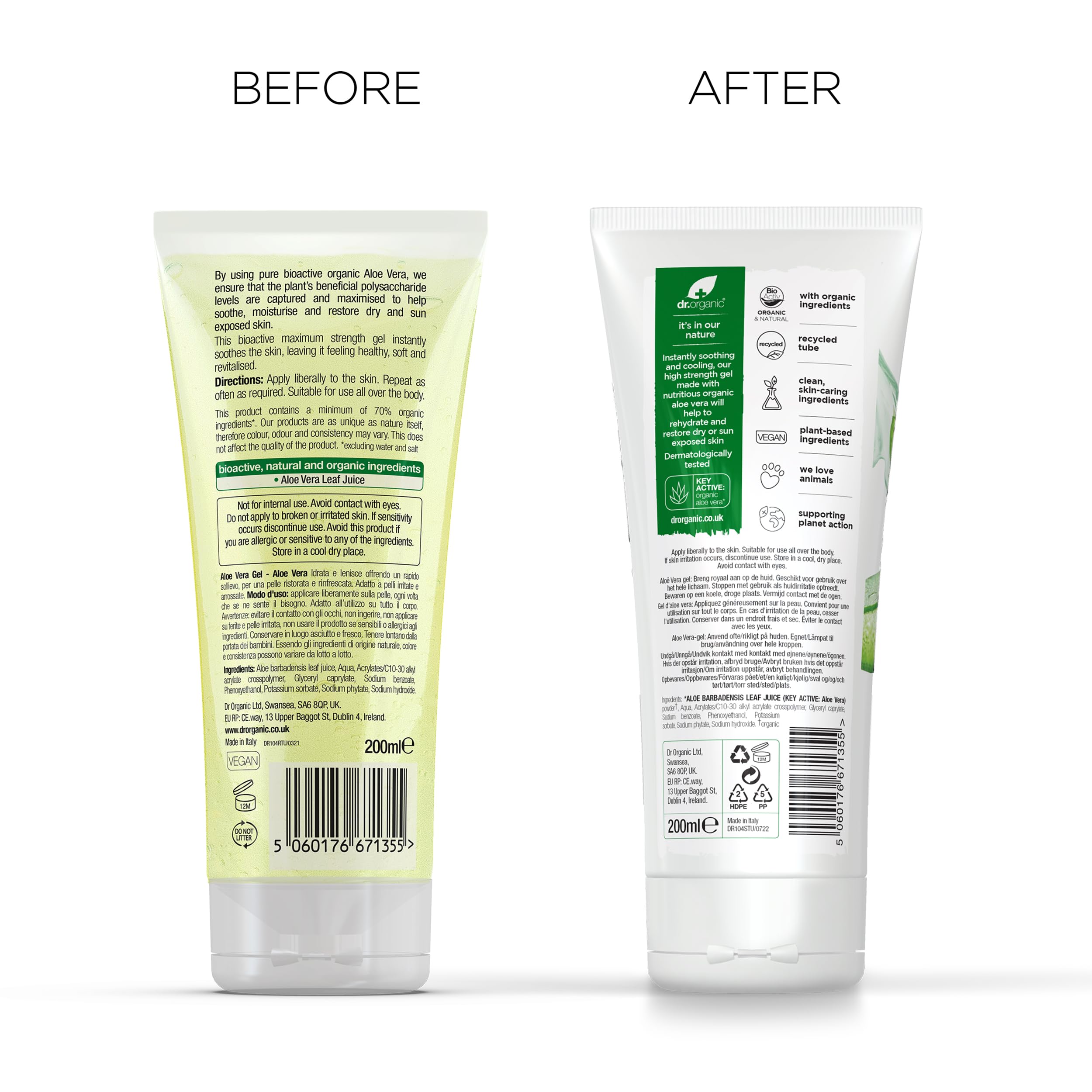 Dr Organic Aloe Vera Gel 200ml - Pure Aloe Vera Skin Care