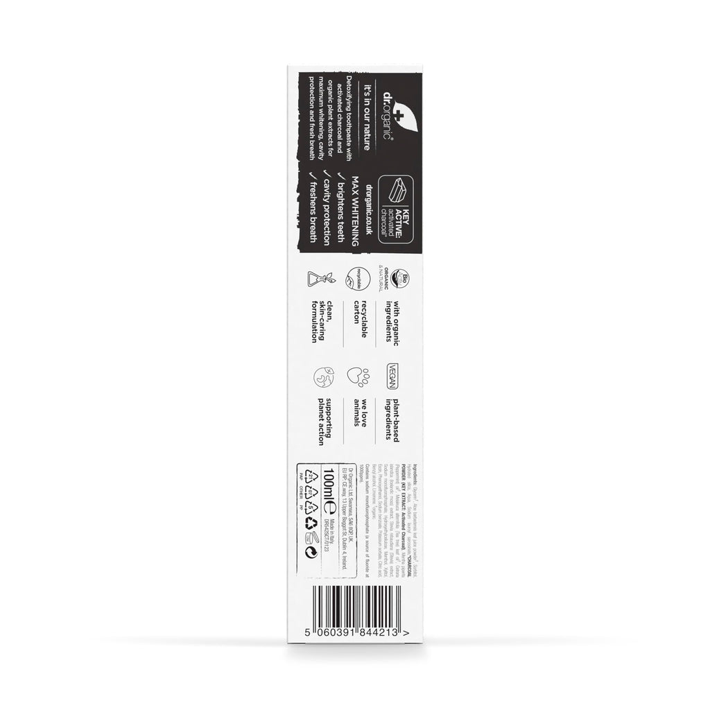 Dr Organic Extra Whitening Charcoal Toothpaste 100ml | Teeth Whitening
