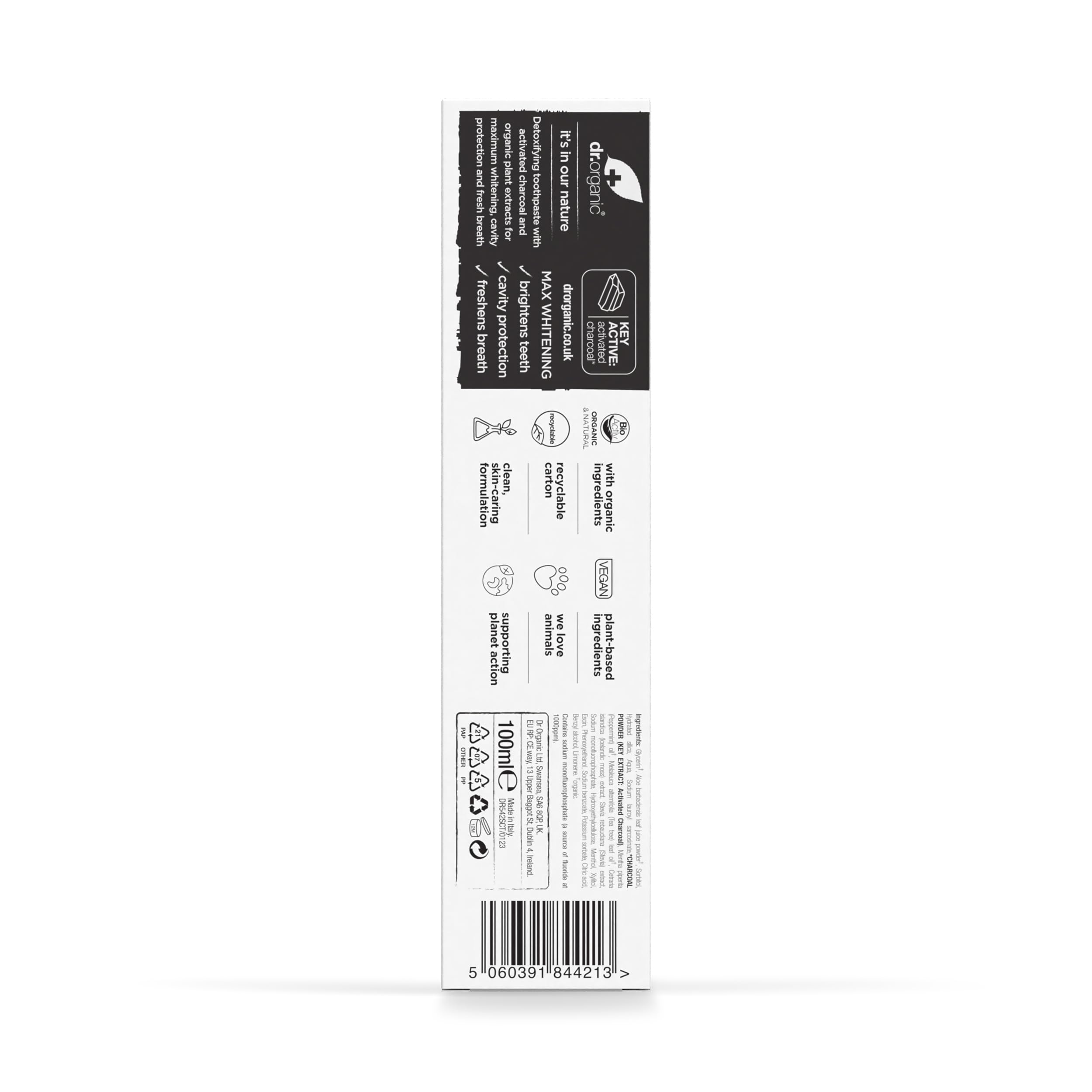 Dr Organic Extra Whitening Charcoal Toothpaste 100ml | Teeth Whitening