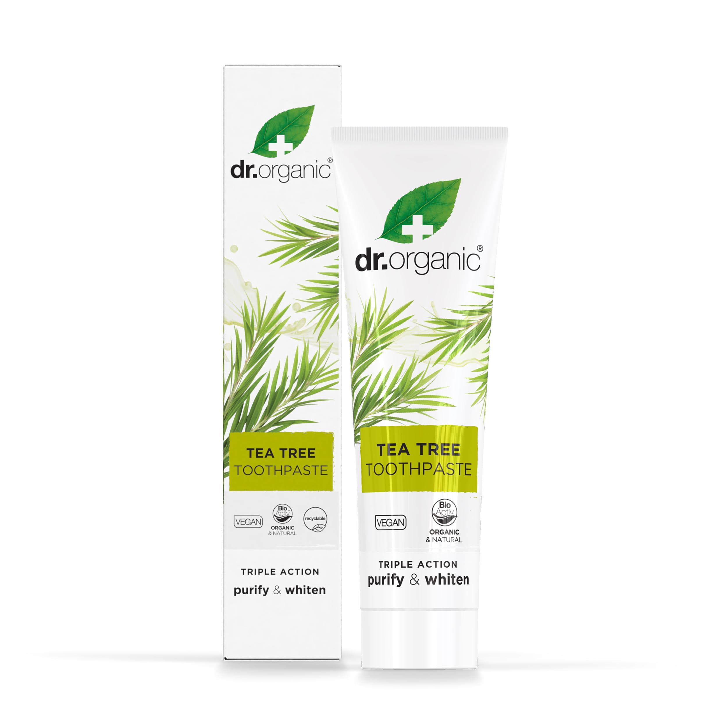 Dr.organic Tea Tree Toothpaste 100ml | Fresh Breath, Anti-Caries & Whitening