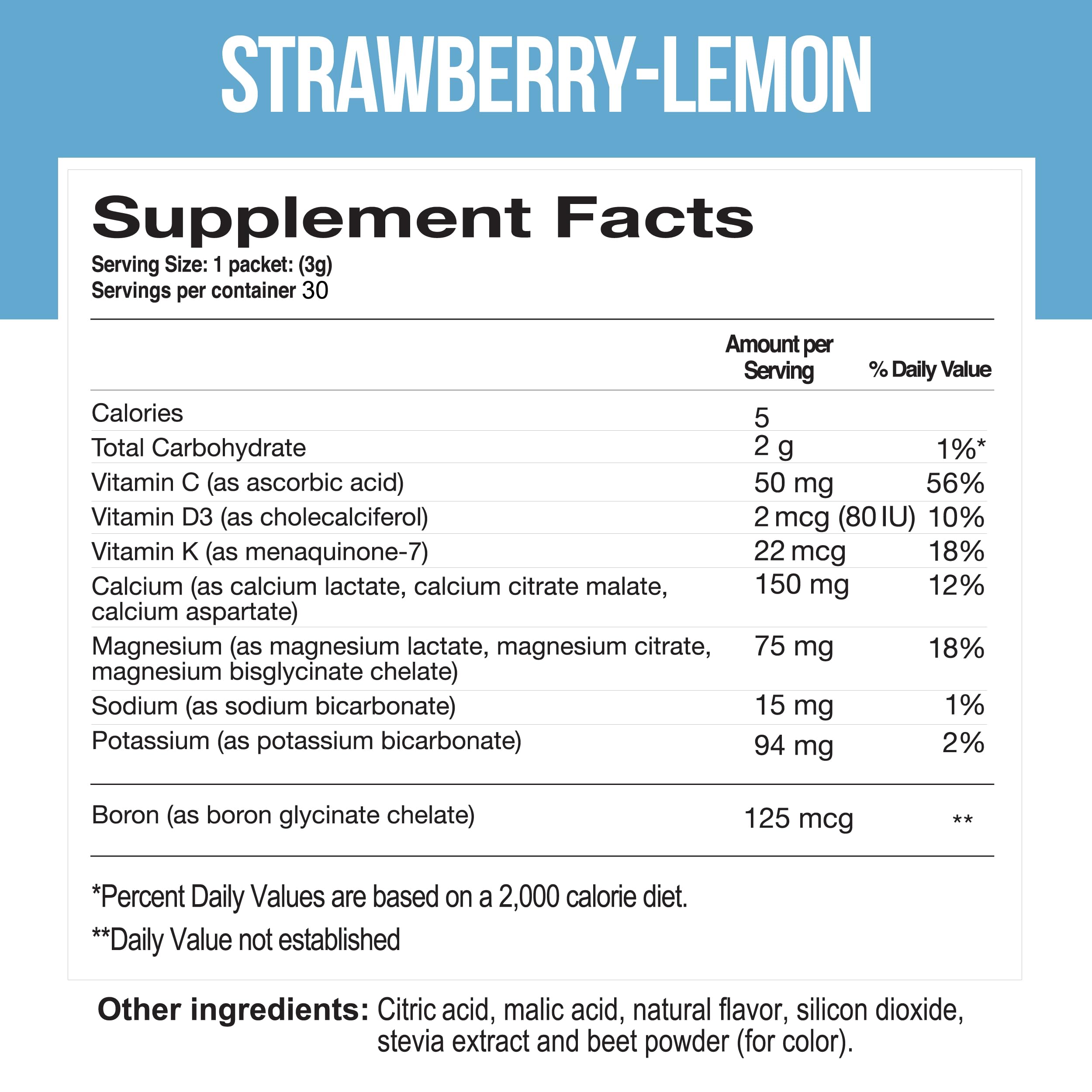 Dr. Price's Calcium Magnesium Powder – Strawberry Lemon (30 Servings) | Cal Mag with D3, K, Boron