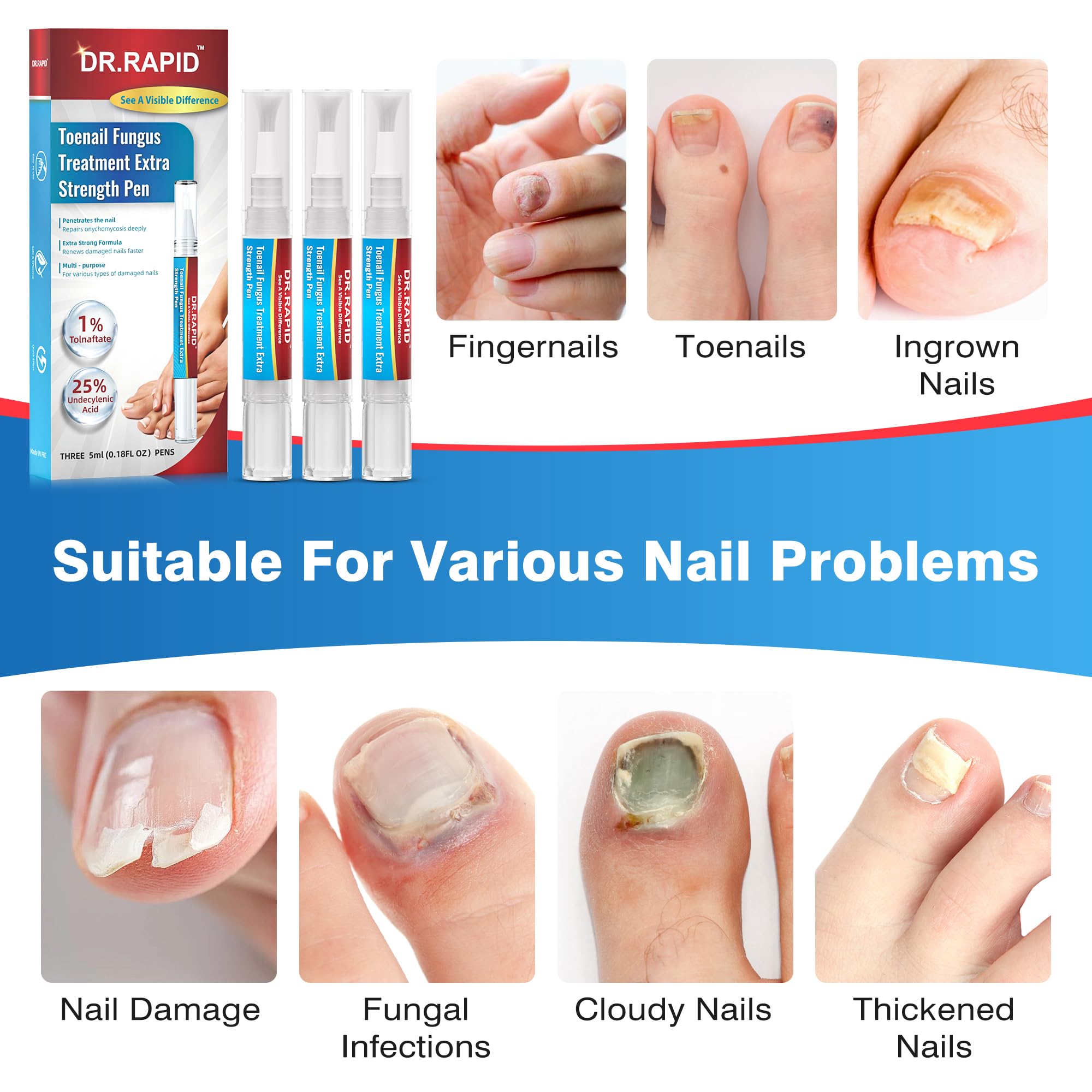 DR.RAPID Toenail Fungi Treatment Extra Strength Nail Pen – 3x 5ml
