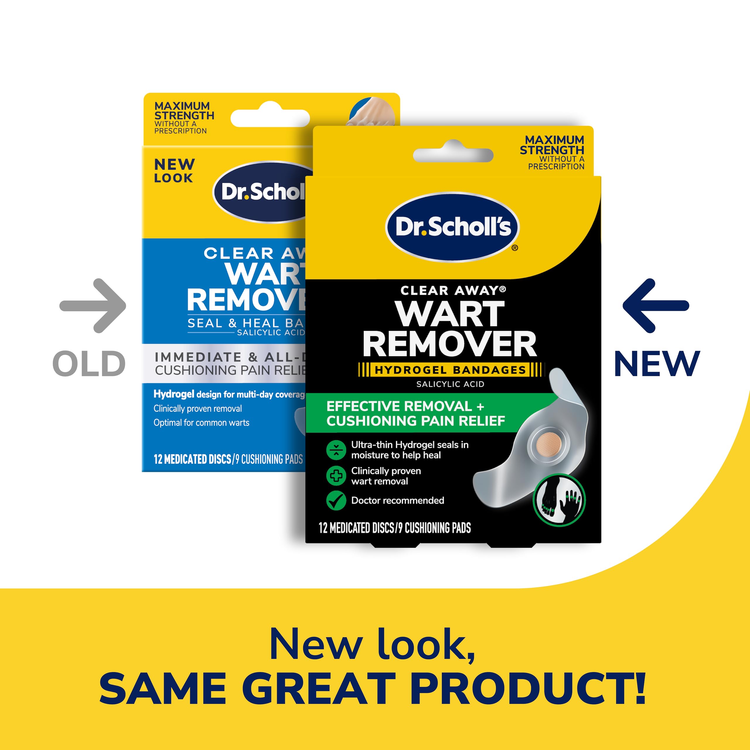 Dr. Scholl’s Clear Away Wart Remover Hydrogel Bandages for Fingers & Toes | Clinically Proven Wart Removal & Cushioning