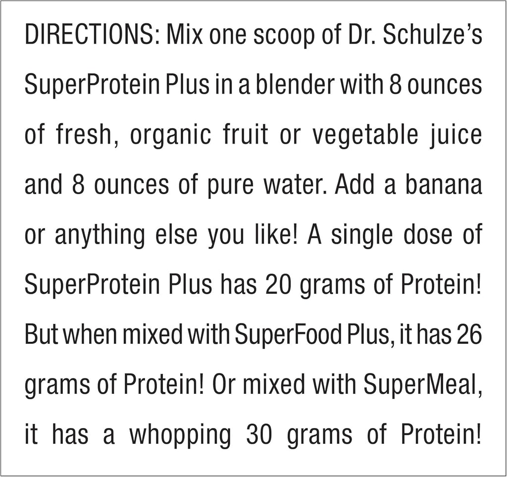 Dr. Schulze's SuperProtein Plus | 100% Plant Protein, Organic Powder, B-12 & Spirulina | 19 oz