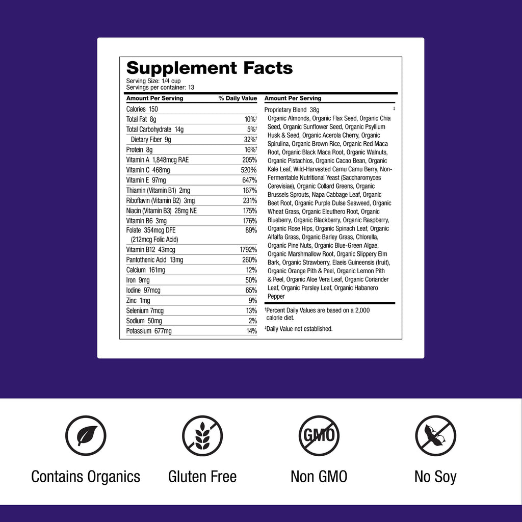 Dr. Schulze's SuperFood Ultra – Organic Super Food Powder with Vitamin B Complex & 520% Vitamin C | 17.4 oz