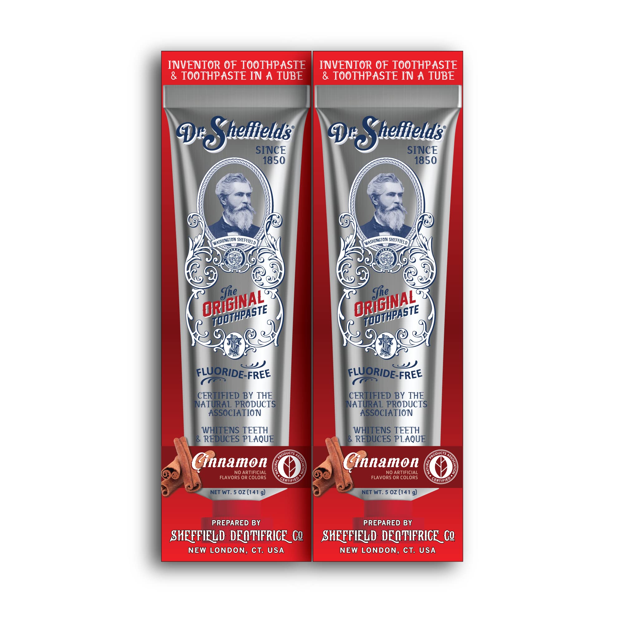 Dr. Sheffield’s Certified Natural Toothpaste Cinnamon (2-Pack) – Fluoride-Free, Fresh Breath