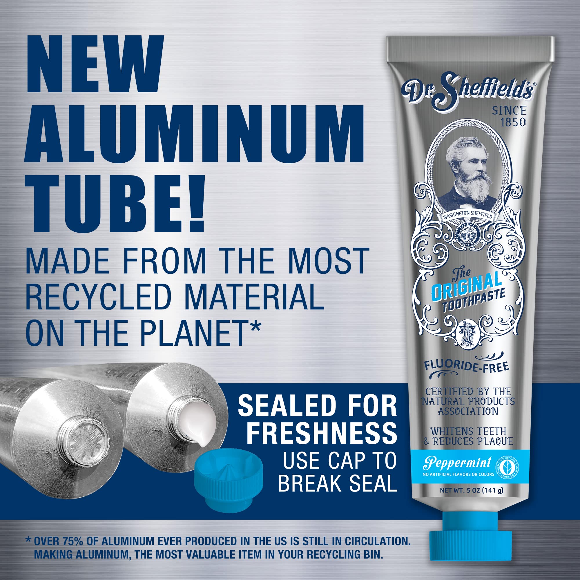 Dr. Sheffield's Certified Natural Peppermint Toothpaste – Fluoride Free (2-Pack)