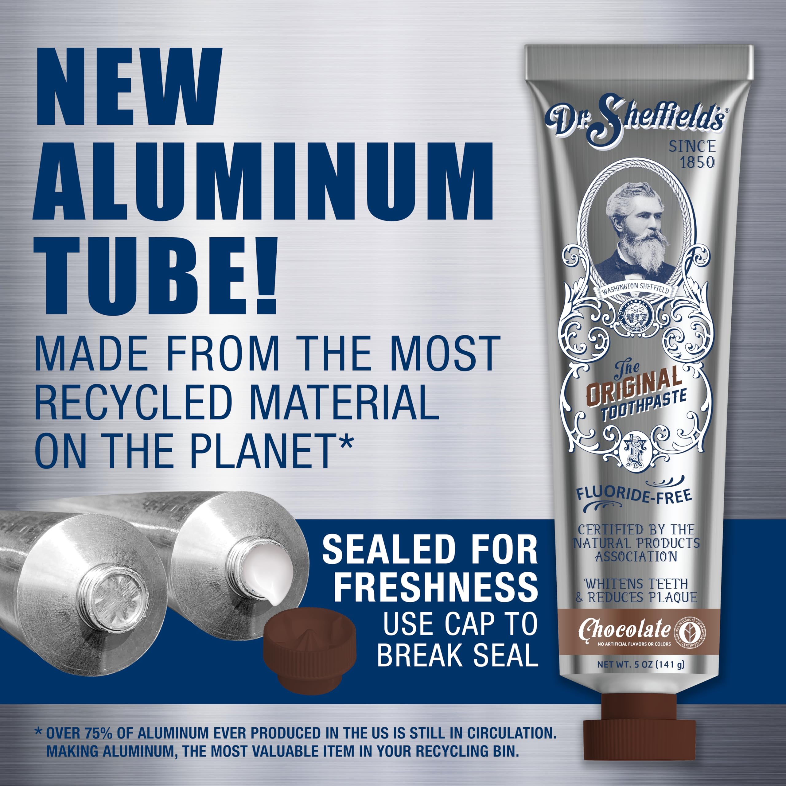 Dr. Sheffield’s Certified Natural Toothpaste (Chocolate) – Great Taste, Fluoride Free, Whitening (2-Pack)