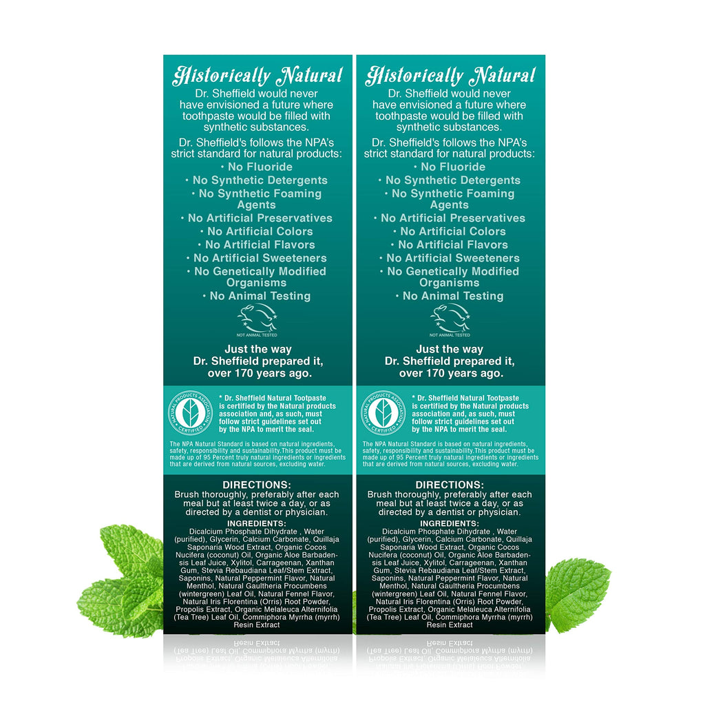 Dr. Sheffield’s Certified Natural Toothpaste (Wintergreen) – Fluoride Free 2-Pack