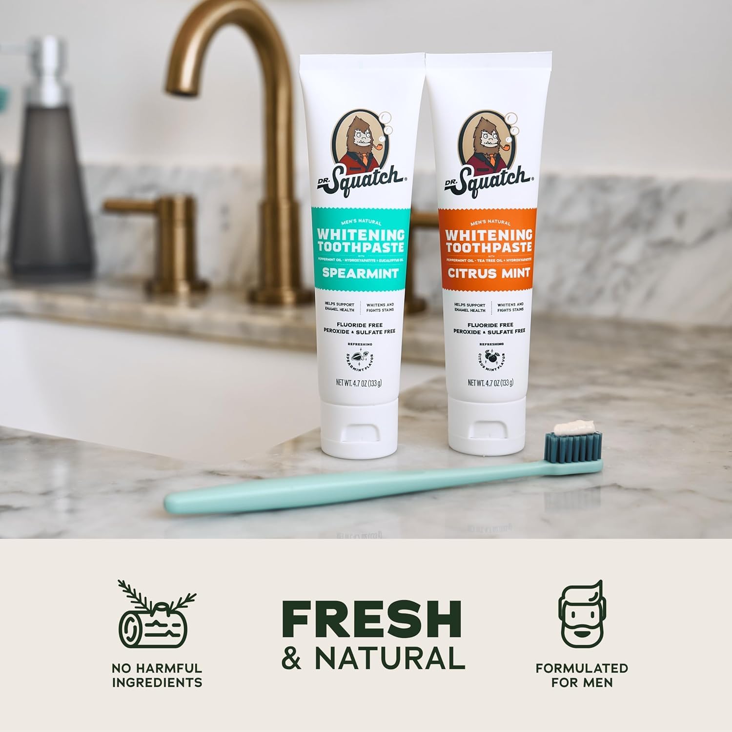 Dr. Squatch Fluoride-Free Teeth Whitening Toothpaste Kit – Citrus Mint & Spearmint (2-Pack)
