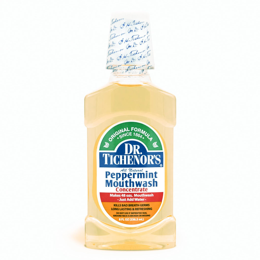 Dr. Tichenor's Peppermint Mouthwash Concentrate (8 oz) – Dilutable Oral Rinse for Bad Breath and Oral Health