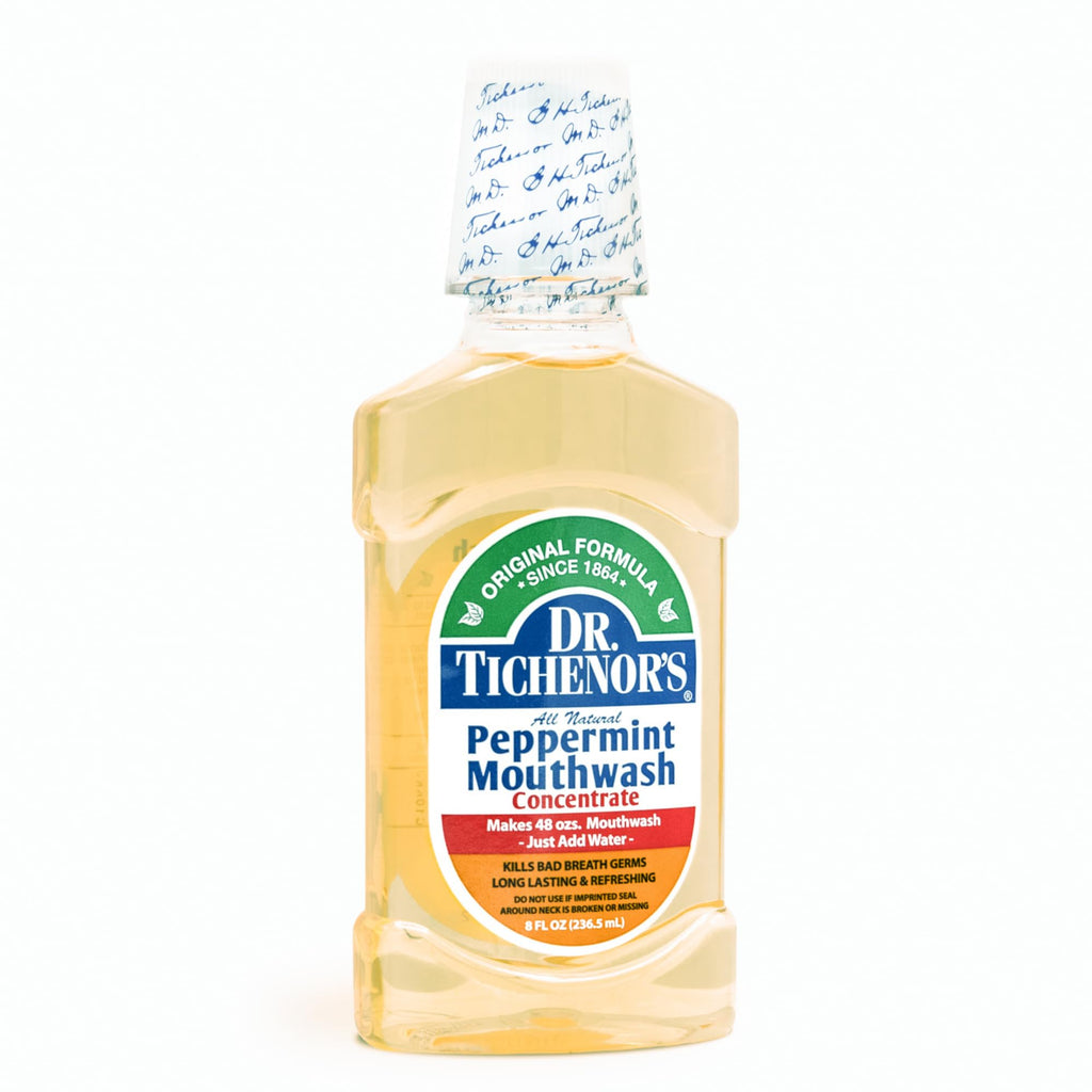 Dr. Tichenor's Peppermint Mouthwash Concentrate (8 oz) – Dilutable Oral Rinse for Bad Breath and Oral Health