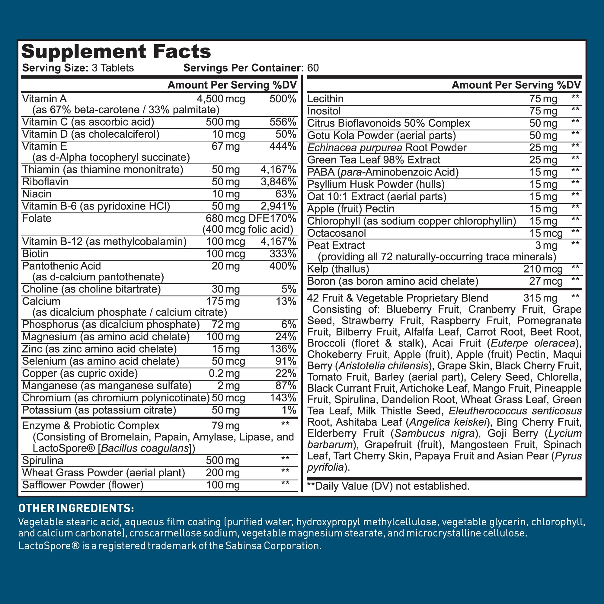 Dr. Tobias Adult Multivitamin for Women & Men – Immune Support, 42 Fruits & Vegetables, Vegan, Non-GMO, 180 Tablets