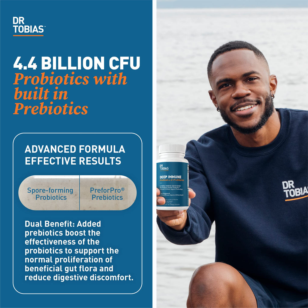 Dr. Tobias Deep Immune Probiotics & Prebiotics – Dual Action Digestive Support (120 Capsules)