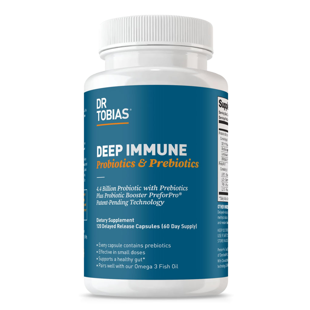 Dr. Tobias Deep Immune Probiotics & Prebiotics – Dual Action Digestive Support (120 Capsules)