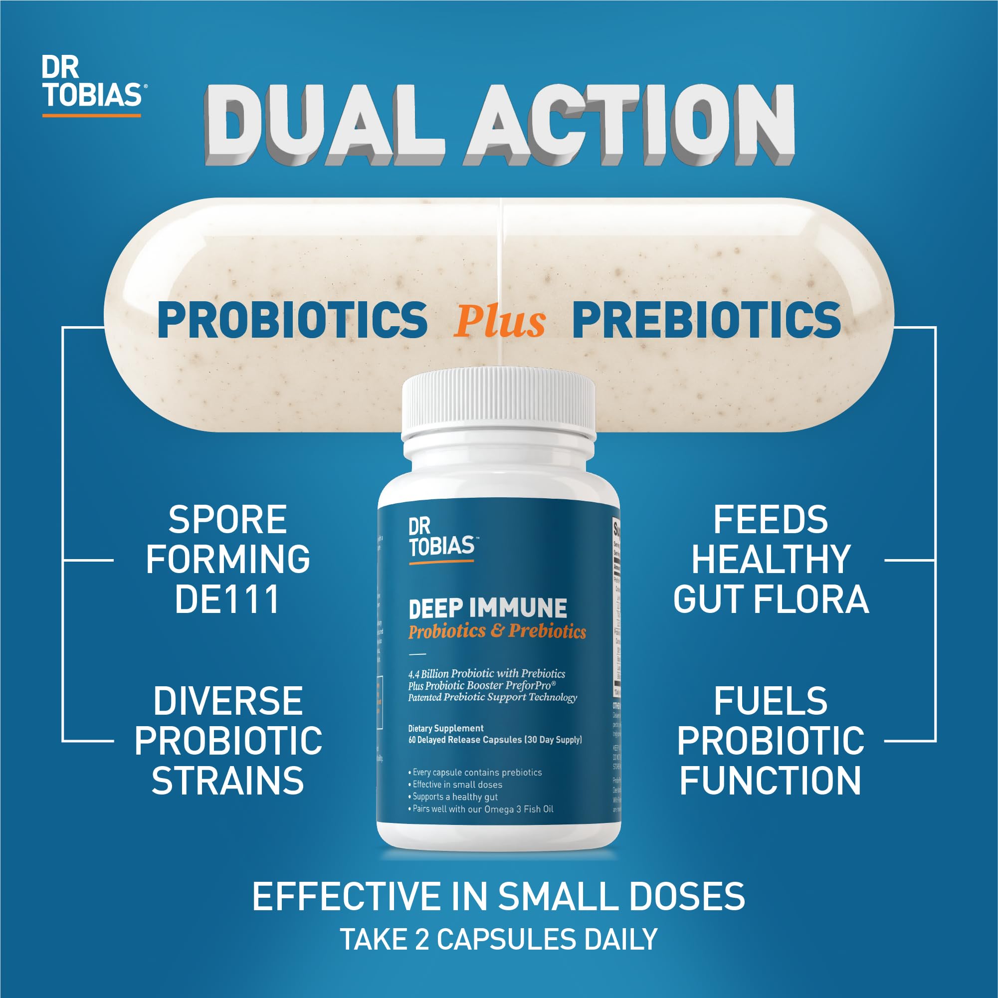 Dr. Tobias Deep Immune Probiotics & Prebiotics – 60 Capsules (30 Servings)
