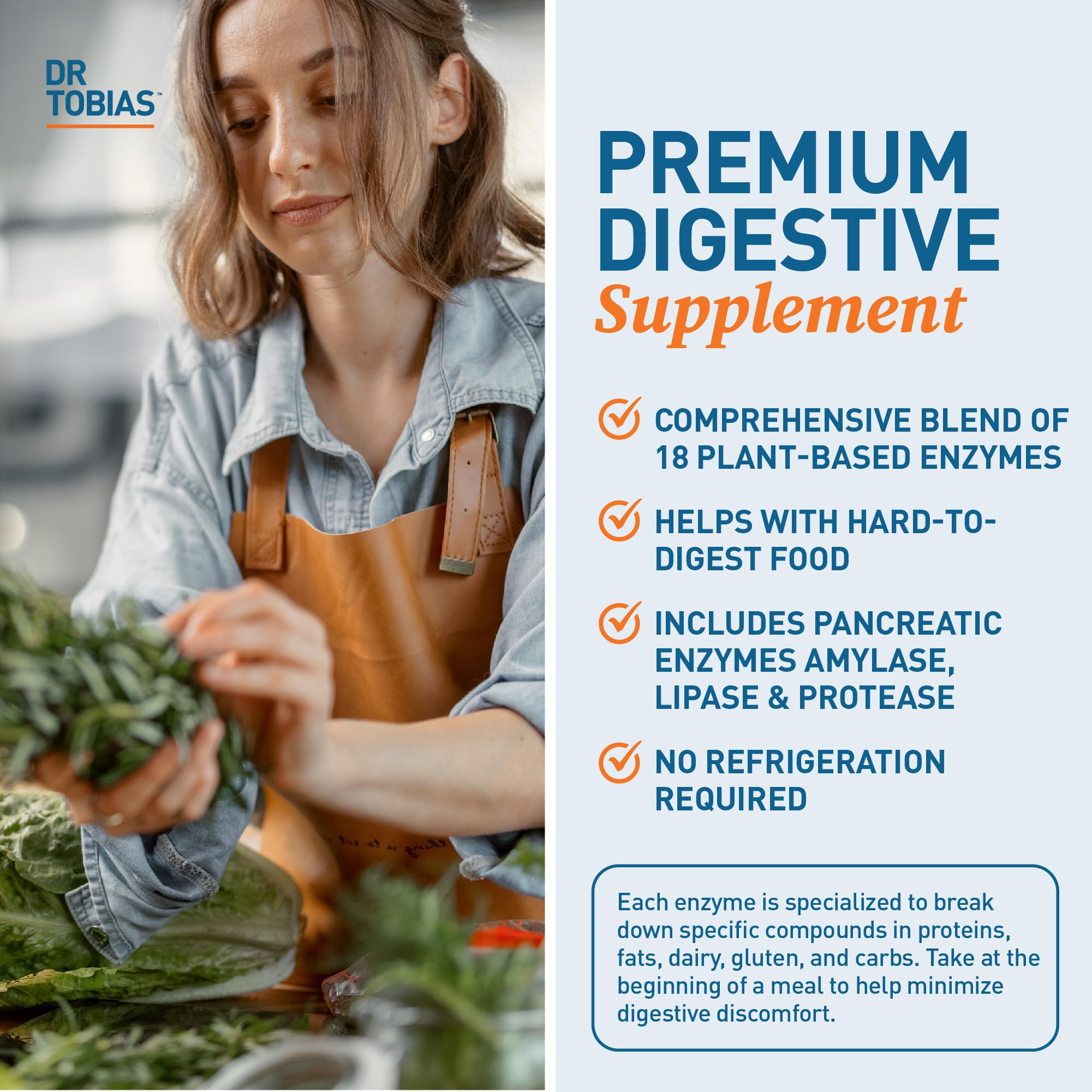 Dr. Tobias Digestive Enzymes with Amylase, Lipase, Bromelain, Lactase, Protease & More – 60 Capsules | Digestion & Gut Health