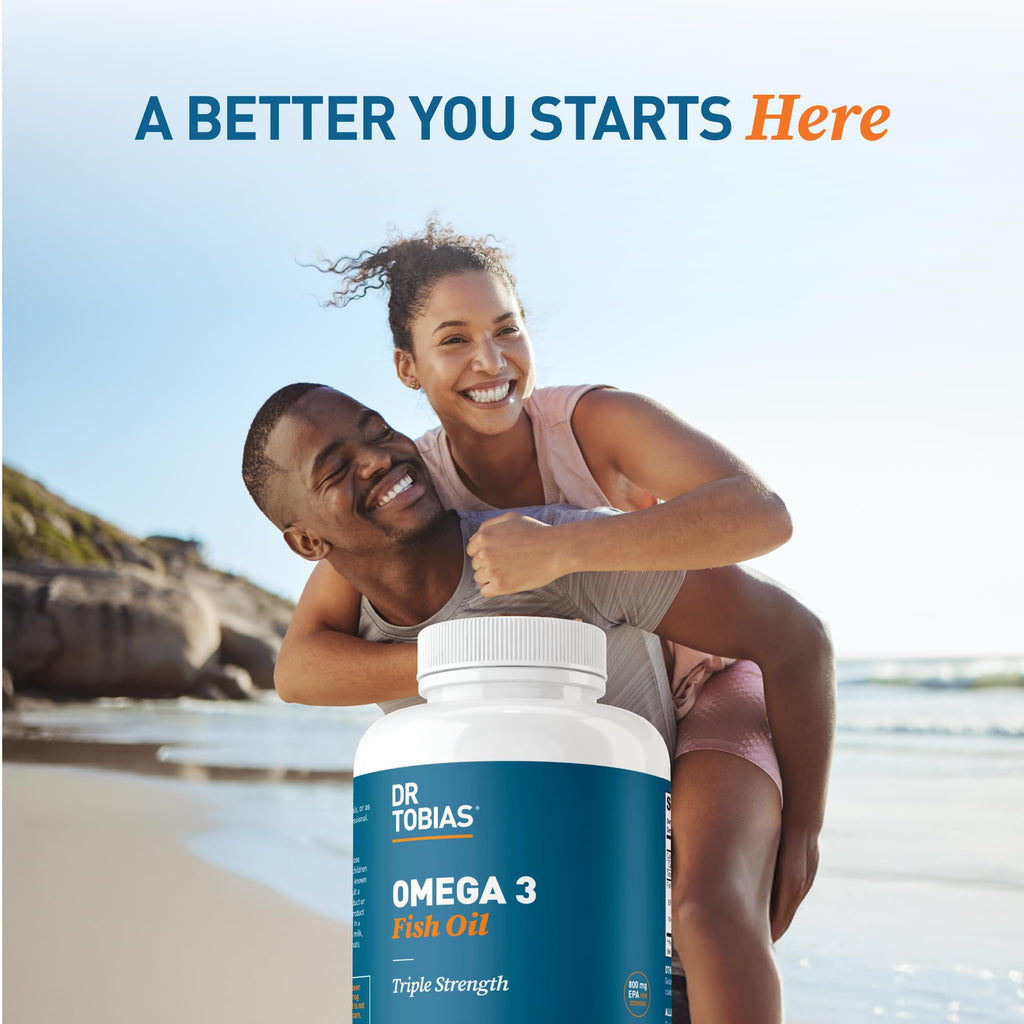 Dr. Tobias Omega-3 Fish Oil 2000mg Triple Strength – 800mg EPA / 600mg DHA per Serving | 90 Softgels