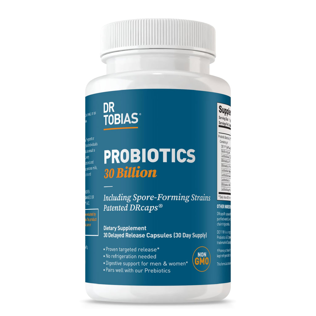 Dr. Tobias Probiotics 30 Billion CFU – 10 Strains | Targeted Release for Digestive Health