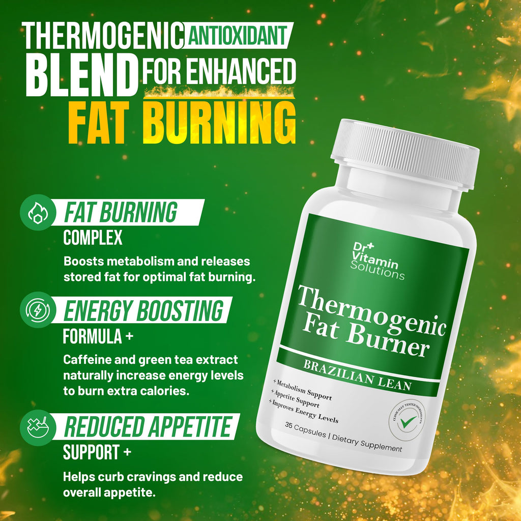 DR VITAMIN SOLUTIONS Thermogenic Fat Burner – Natural Appetite Control & Metabolic Booster (35 Capsules)
