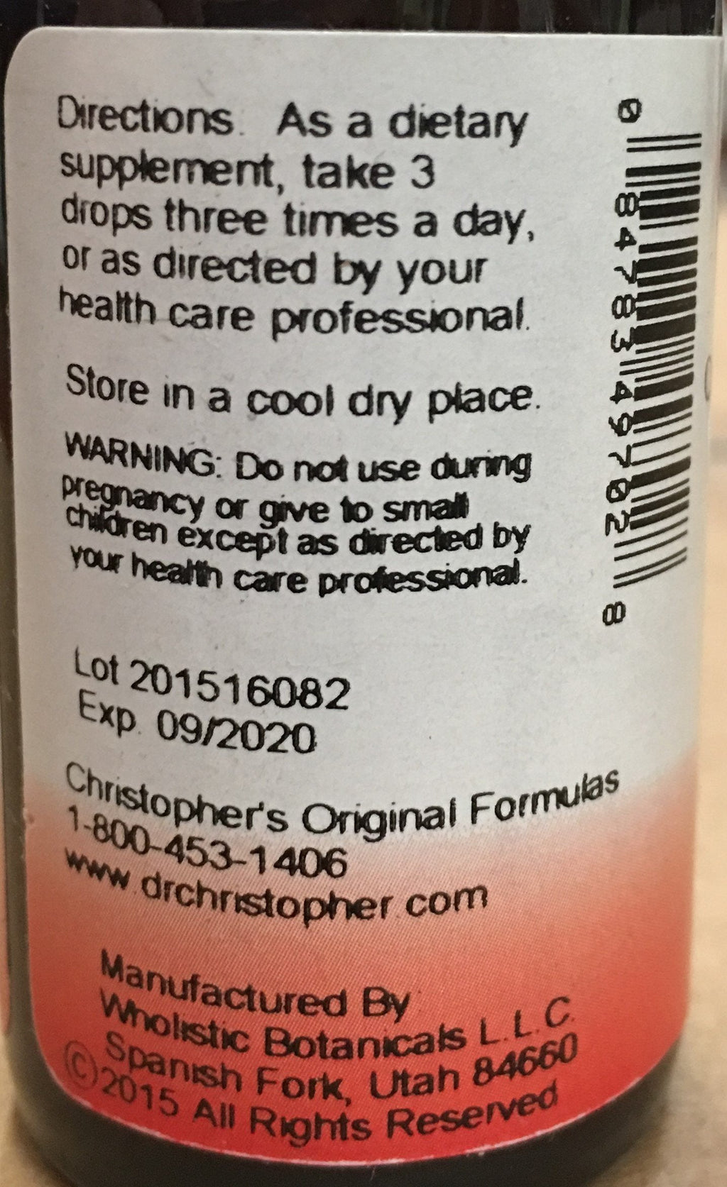 Dr Christopher's Lobelia Alcohol Extract - 1 Fluid Ounce | Herbal Remedy