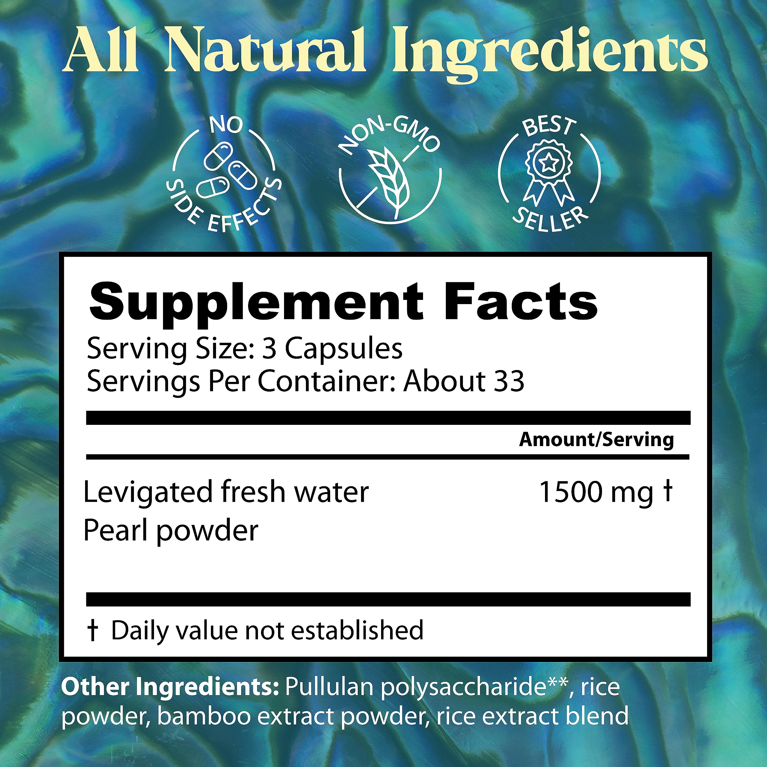 Dragon Herbs Pearl Powder Capsules - Pure Pearl Powder Supplement to Support Skin, Eyes, Nails, Beauty | All Natural Ingredients, Non-GMO (100 Capsules, 500 mg Per Capsule)