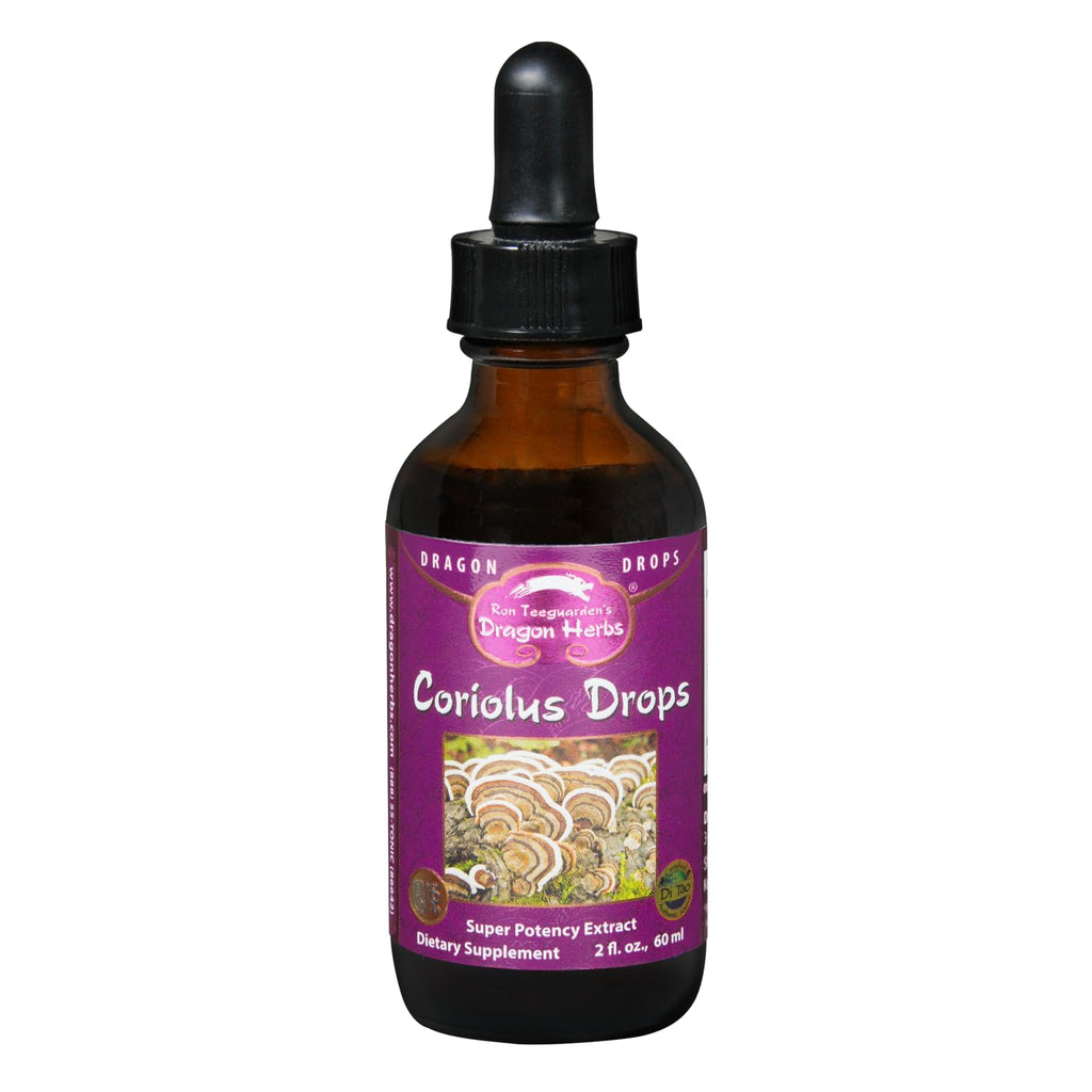 Dragon Herbs Turkey Tail Coriolus (Wild) Drops – Immunomodulator for Gut & Liver Health | Triple Extraction, 2 fl oz