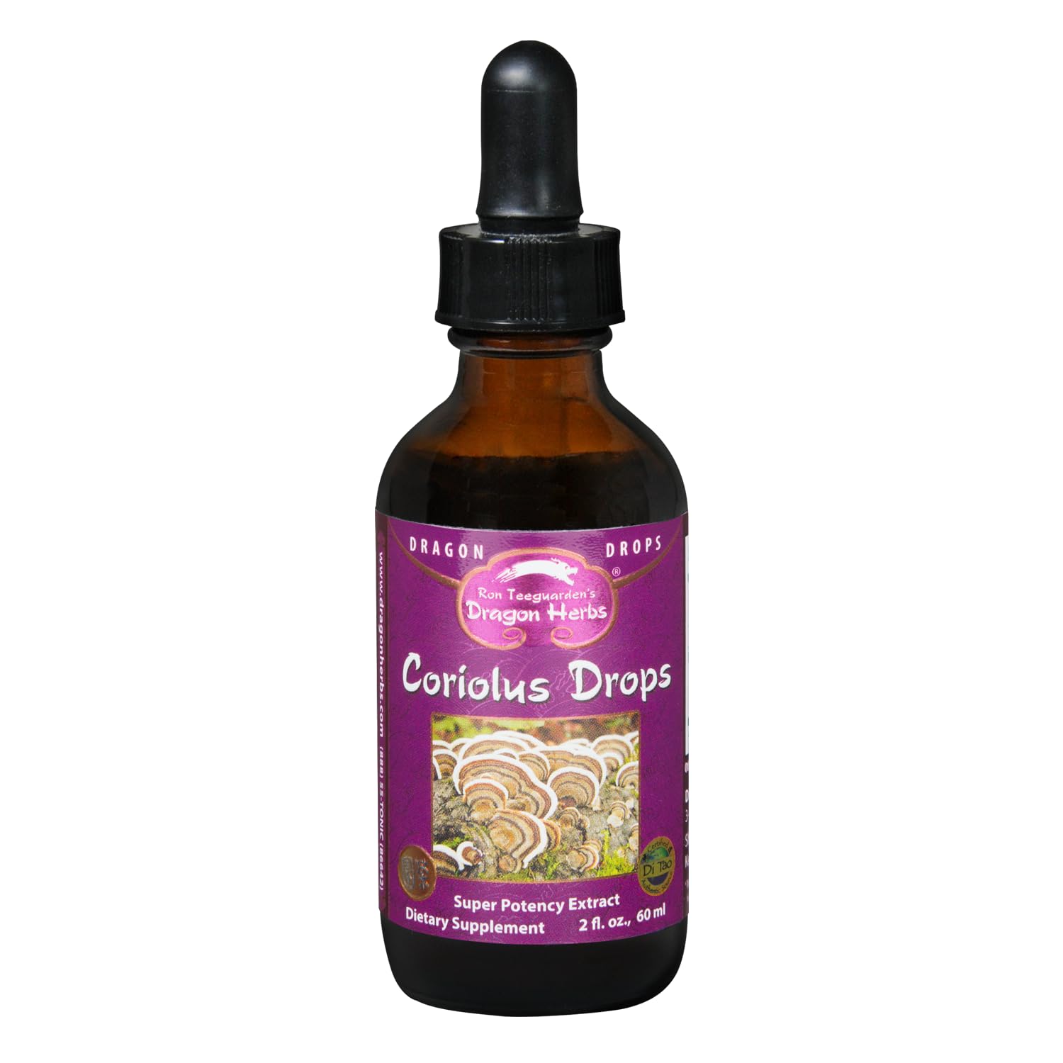 Dragon Herbs Turkey Tail Coriolus (Wild) Drops – Immunomodulator for Gut & Liver Health | Triple Extraction, 2 fl oz