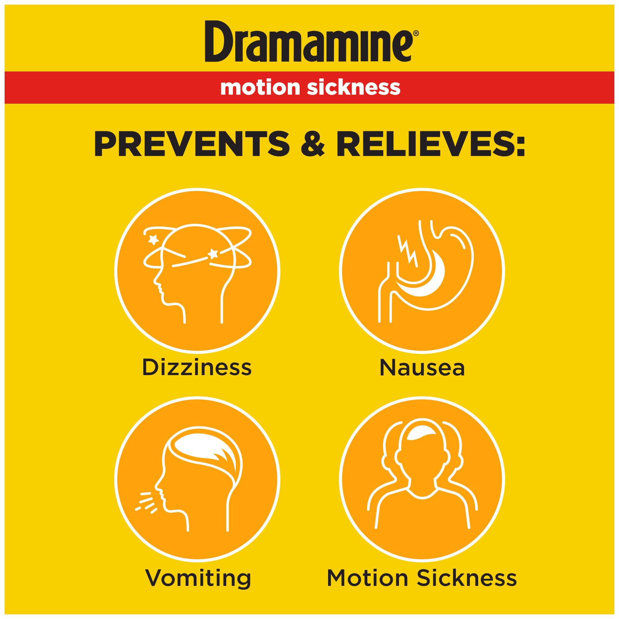 Dramamine Chewable Orange Motion Sickness Relief — 8 Count | Fast, Travel-Ready