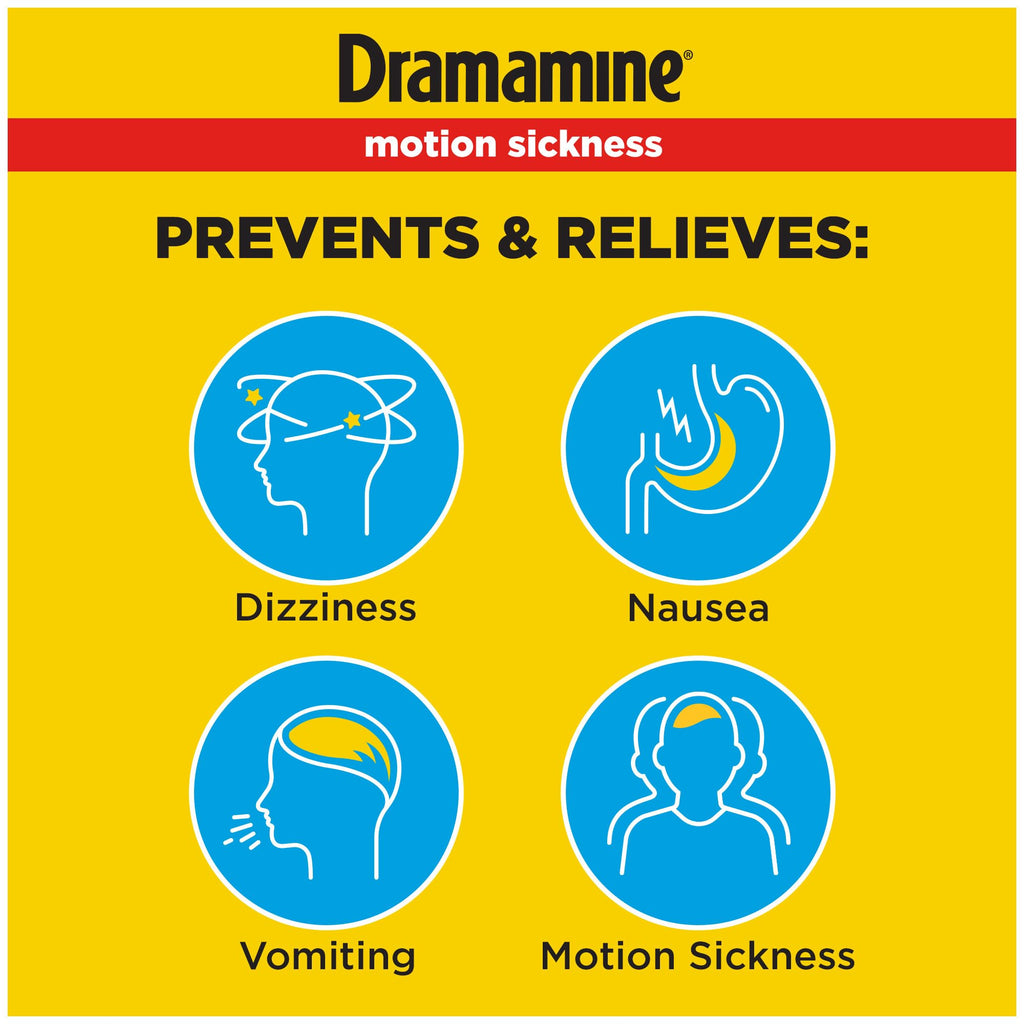 Dramamine Motion Sickness Original Travel Vial 3-Pack (12 Count Each) | Fast Relief
