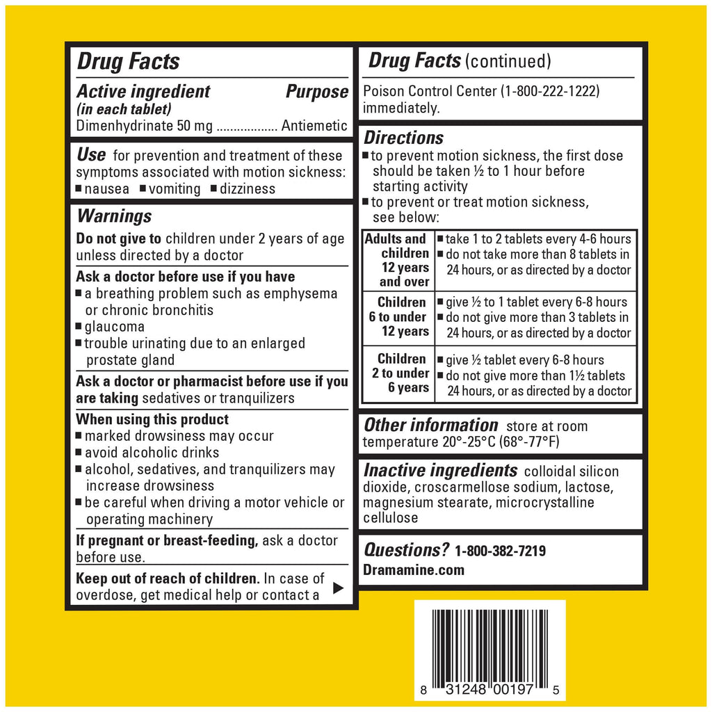 Dramamine Motion Sickness Original Travel Vial 3-Pack (12 Count Each) | Fast Relief