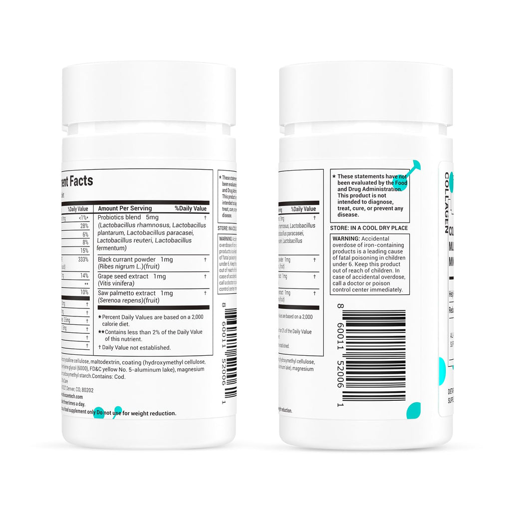 DrBioCare Collagen Peptides for Women - Vitamin D3, Probiotics, B Complex & Vitamin E (60 Tablets)