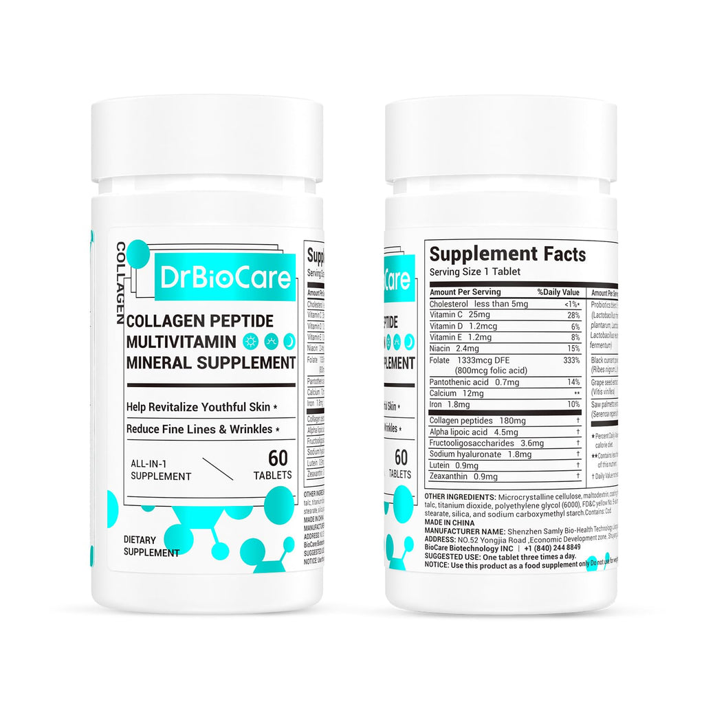DrBioCare Collagen Peptides for Women – Beauty Vitamin & Mineral Supplement, 120 Tablets