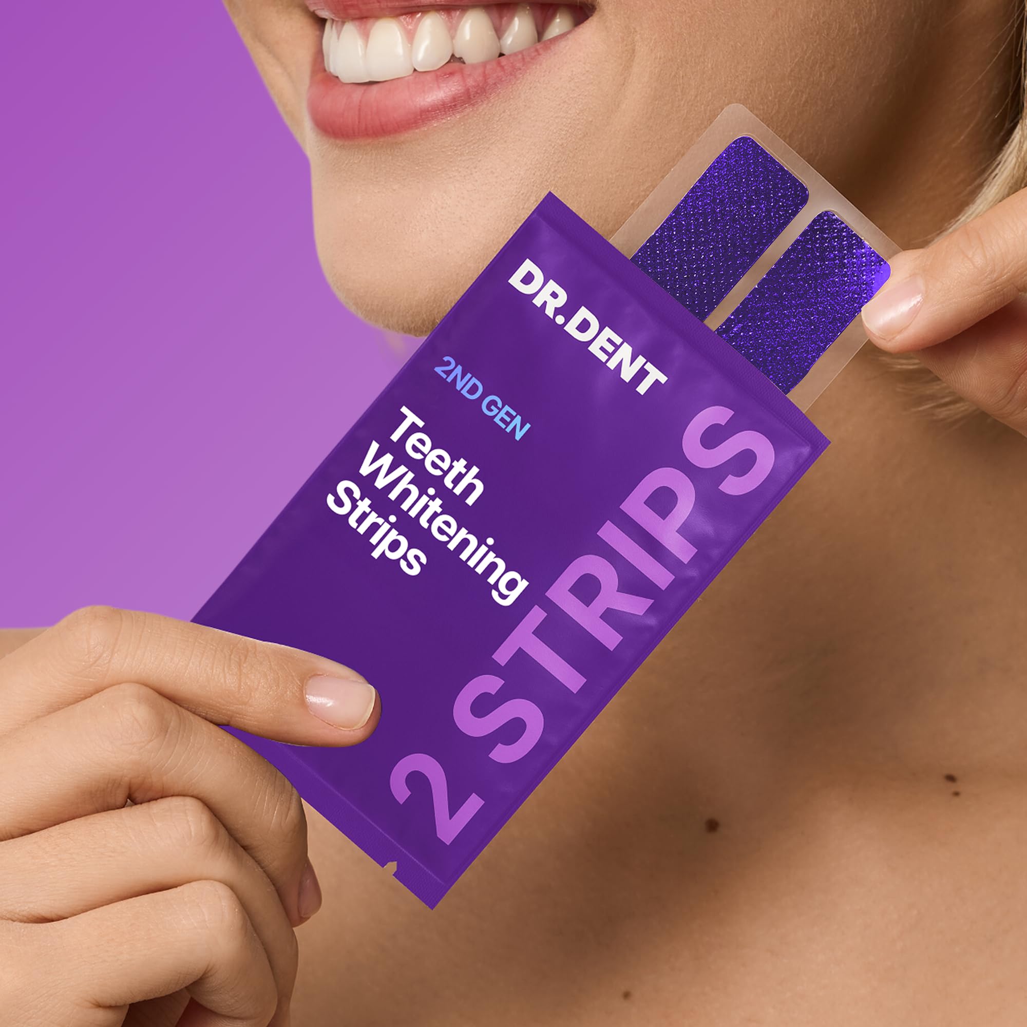 DRDENT Purple Teeth Whitening Strips - Safe for Enamel, 42 Strips